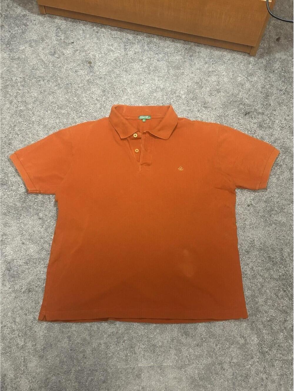 United Colors Of Benetton Polo Shirt Mens Sz L Orange